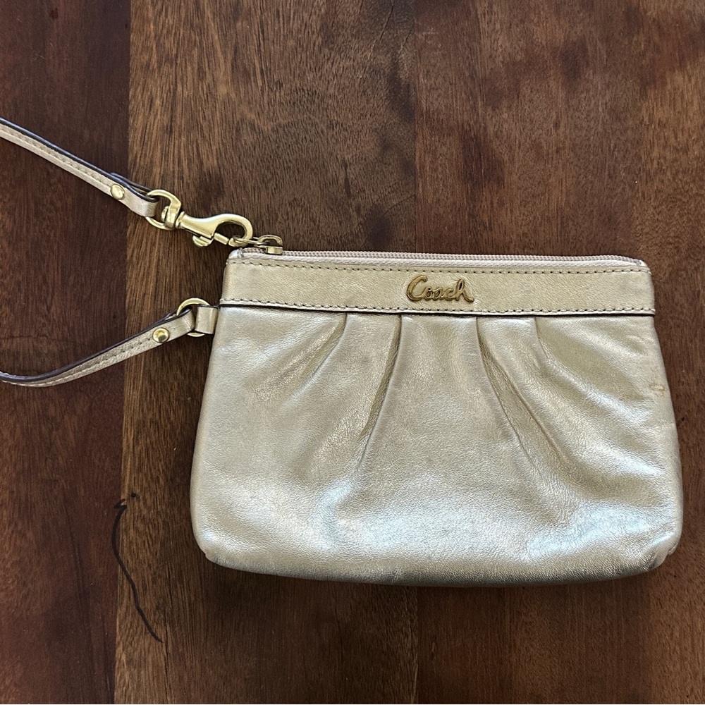 Coach Gold Metallic Clutch Wristlet